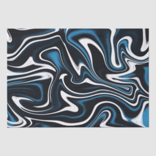 Blue, Black and White Swirls Tissue Paper