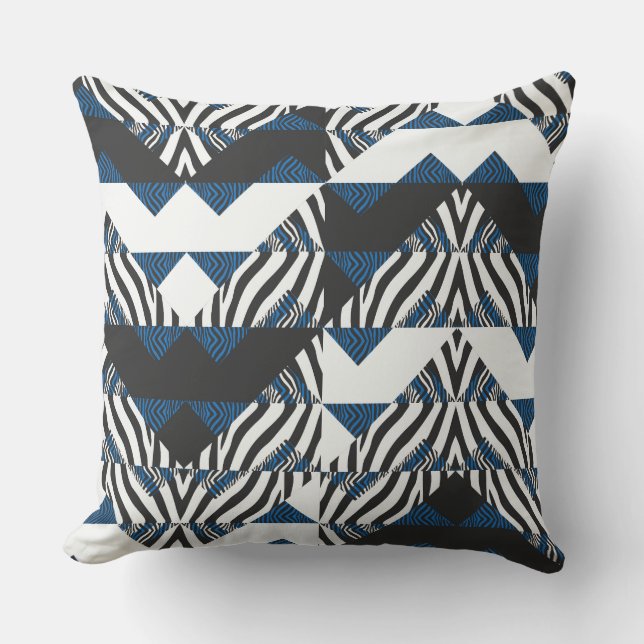 Blue/Black Animal Print Reversible Pillow (Front)