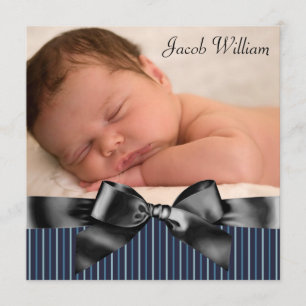 Blue Black Baby Boy Photo Birth Announcement