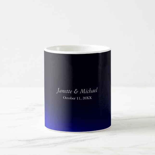 Blue Black Background Love Wedding Names Coffee Mug (Center)
