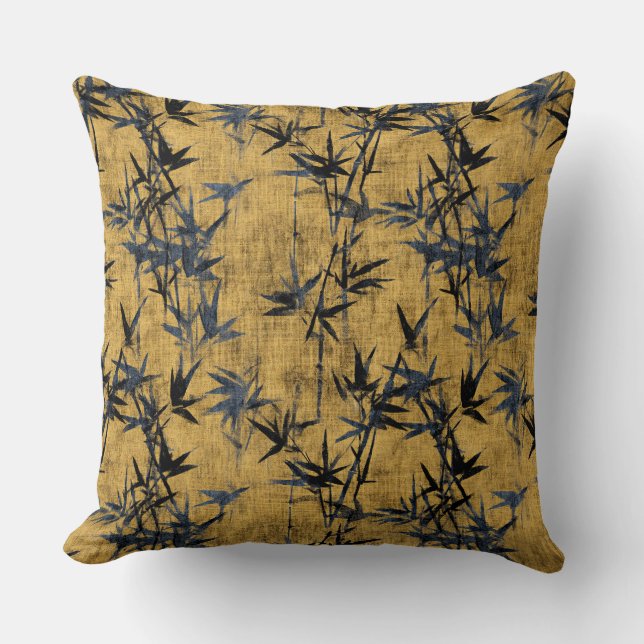 Blue Black Bamboo Cushion (Front)