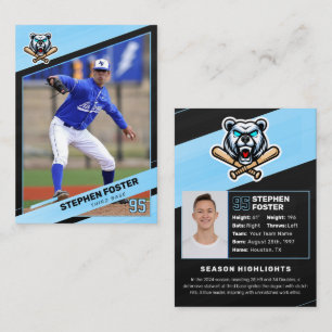 Blue & Black Baseball Trading Card, Baseball Card