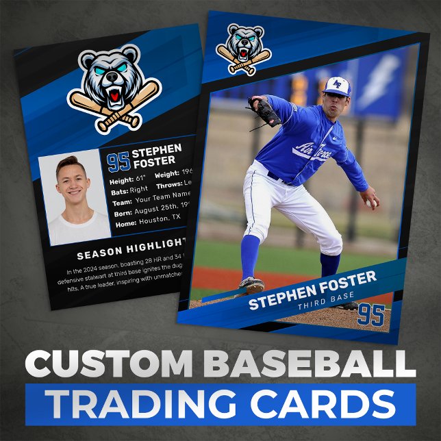 Blue & Black Baseball Trading Card, Baseball Card (Creator Uploaded)