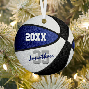 blue black basketball team colours kids teens name metal tree decoration