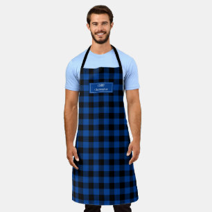 Blue Black Buffalo Plaid Lumberjack Personalised Apron