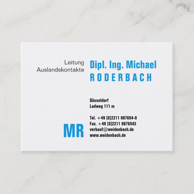 Blue black business card (Front)