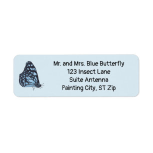 Blue Black Butterfly Painting Address Labels