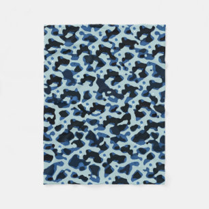 Blue Black Camo Abstract Pattern Fleece Blanket