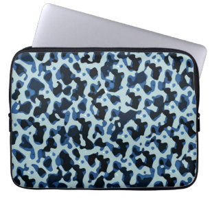 Blue Black Camo Abstract Pattern Laptop Sleeve