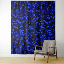 Blue Black Camouflage Tapestry