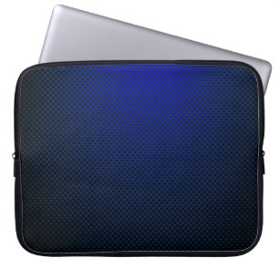 Blue black carbon fiber patterned laptop sleeve
