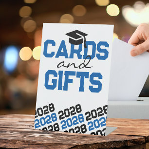 Blue & Black Cards & Gifts Graduation Table Pedestal Sign