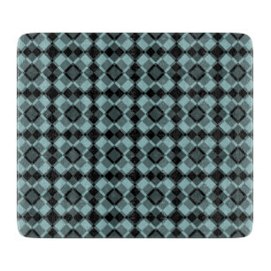 Blue Black Chequered Argyle Pattern Cutting Board