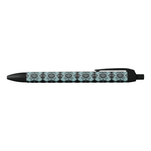 Blue Black Chequered Argyle Pattern Ink Pen (Top)