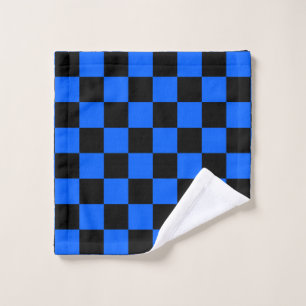 Blue Black Chequered Check Pattern Wash Cloth