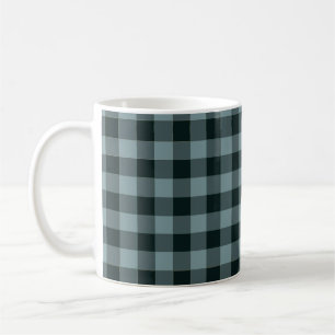 Blue Black Chequered Gingham Pattern Coffee Mug