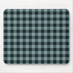 Blue Black Chequered Gingham Pattern Mouse Pad
