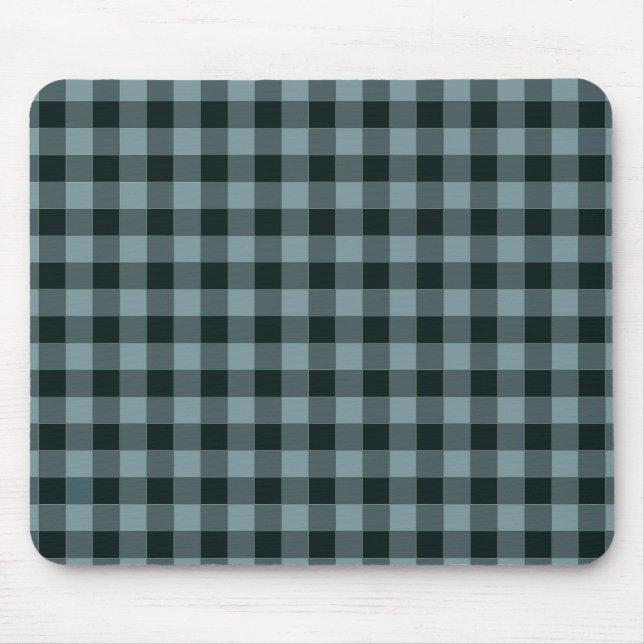 Blue Black Chequered Gingham Pattern Mouse Pad (Front)