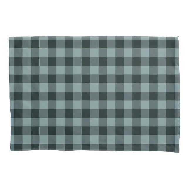 Blue Black Chequered Gingham Pattern Pillowcase (Front)