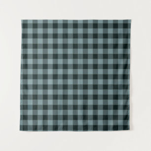 Blue Black Chequered Gingham Pattern Tapestry