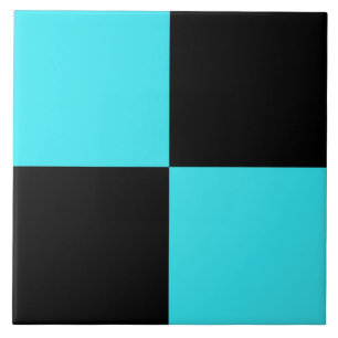 Blue Black Chequered Pattern Tile