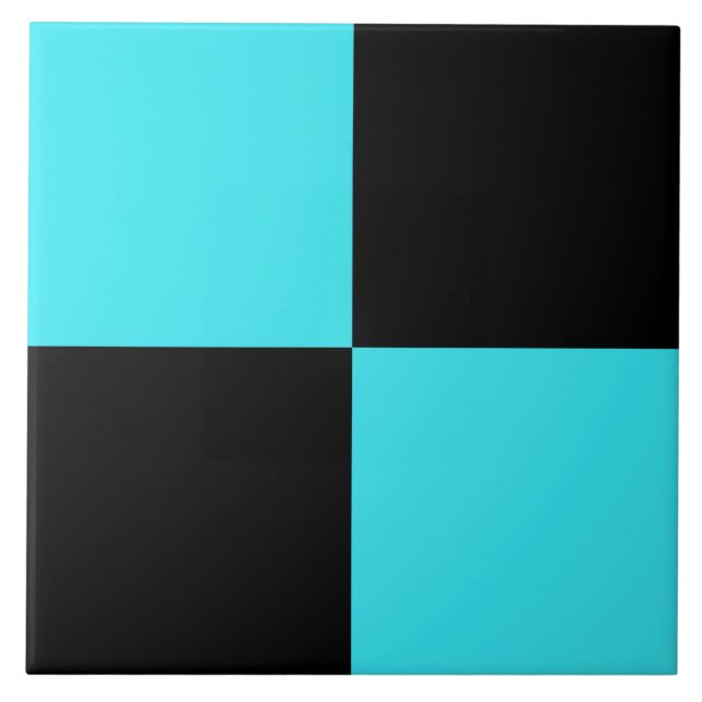Blue Black Chequered Pattern Tile (Front)