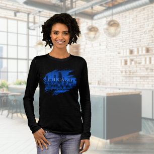 Blue Black Chicago Skyline Tri-Blend Shirt