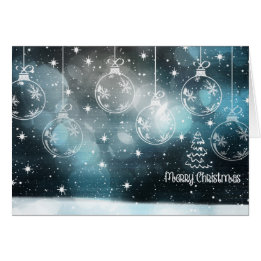 Blue Black Christmas Ornaments Greeting Card