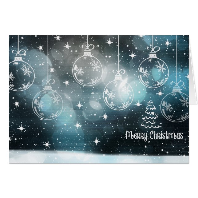 Blue Black Christmas Ornaments Greeting Card (Front Horizontal)