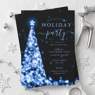 Blue Black Christmas Tree Company Holiday Party Invitation