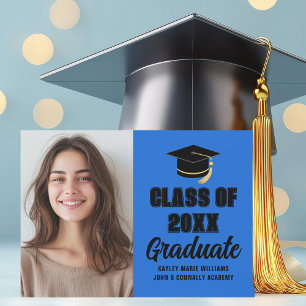 Blue Black Class of 2026 Graduate Photo Graduation Announcement