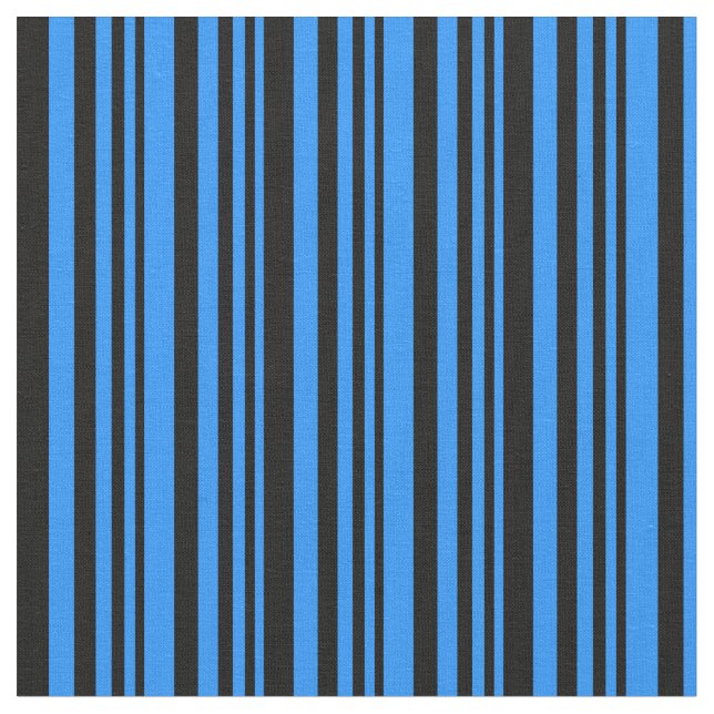 Blue & Black Coloured Stripes Pattern Fabric (Close Up)