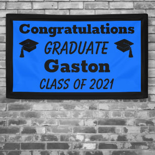 Blue Black Congratulations Graduate Graduation Banner