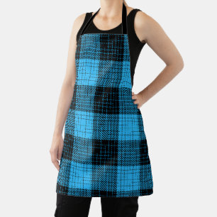  Blue Black Crosshatch Buffalo Check Apron