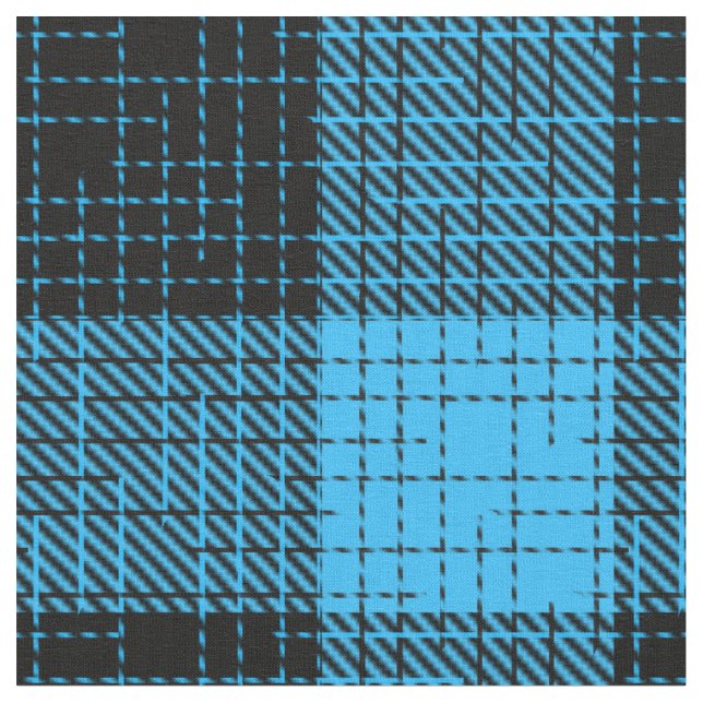 Blue Black Crosshatch Buffalo Check Fabric (Close Up)