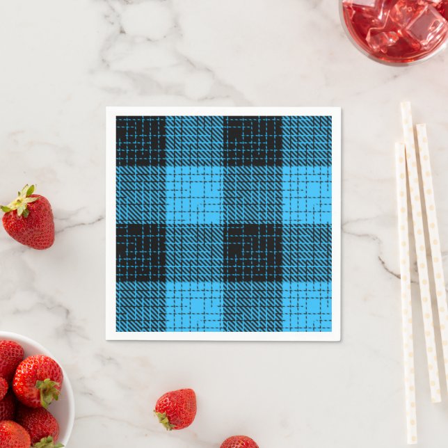  Blue Black Crosshatch Buffalo Check Napkin (Insitu)
