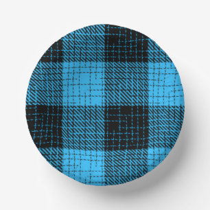 Blue Black Crosshatch Buffalo Check Paper Plate