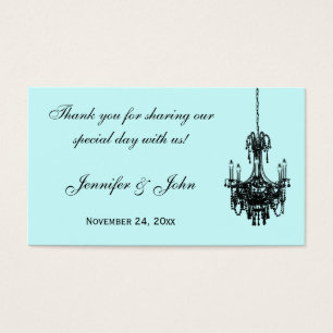 Blue, Black Damask Chandelier Wedding Favour Tag