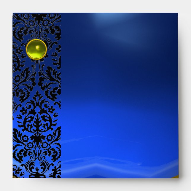BLUE BLACK DAMASK Sapphire, Gold ,Yellow Topaz Envelope (Front)