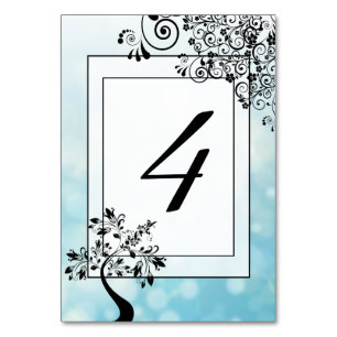 Blue Black Decorative Tree Table Number Card