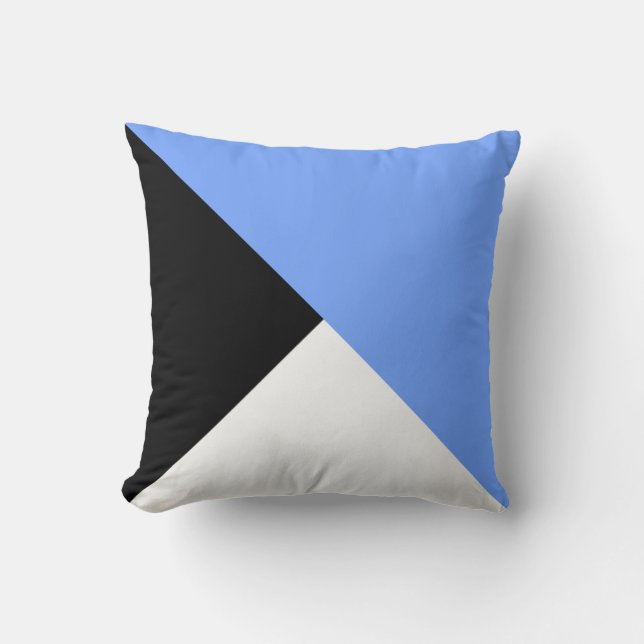 Blue Black Diagonal Colour Block Decorator Pillow (Front)