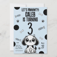 Blue & Black Fish Bones Puppy Dog Birthday Party 