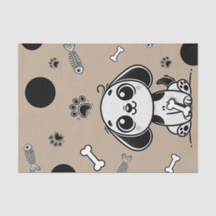 Blue & Black Fish Bones Puppy Dog Birthday Party  Tissue Paper