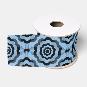 Blue Black Flower Seamless Pattern Grosgrain Ribbon