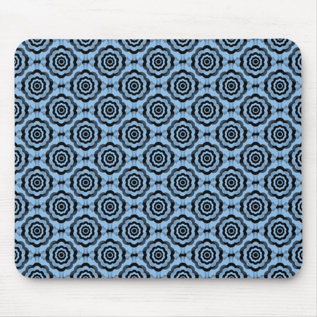 Blue Black Flower Seamless Pattern Mouse Pad (Front)