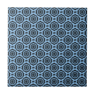 Blue Black Flower Seamless Pattern Tile