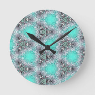 blue black flowers design home decor clock