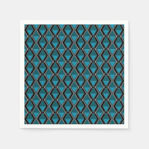 blue black geometric pattern art deco napkin