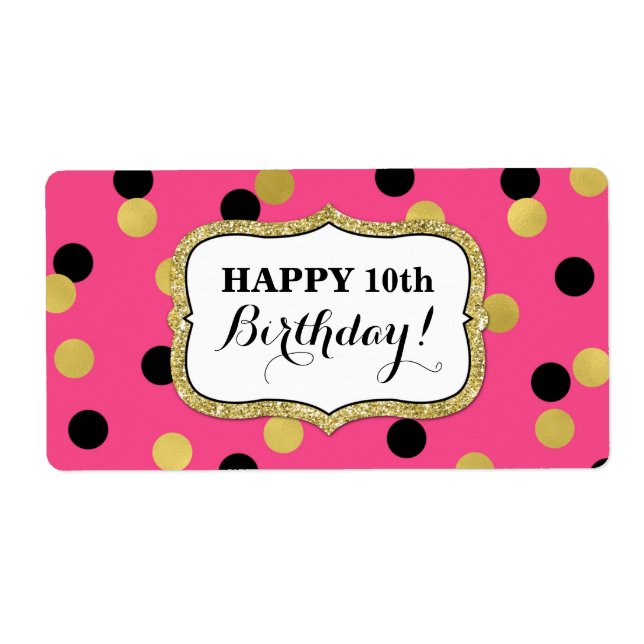 Blue Black Gold Confetti Birthday Labels (Front)