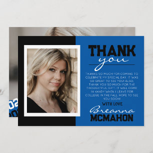 Blue & Black Graduation 2  Photo Thank You Card